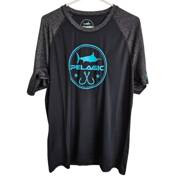 Pelagic T-Shirt Fishing T-Shirt Men XL Black Gray UVA UVB Athletic T-Shirt Mens - Picture 1 of 7